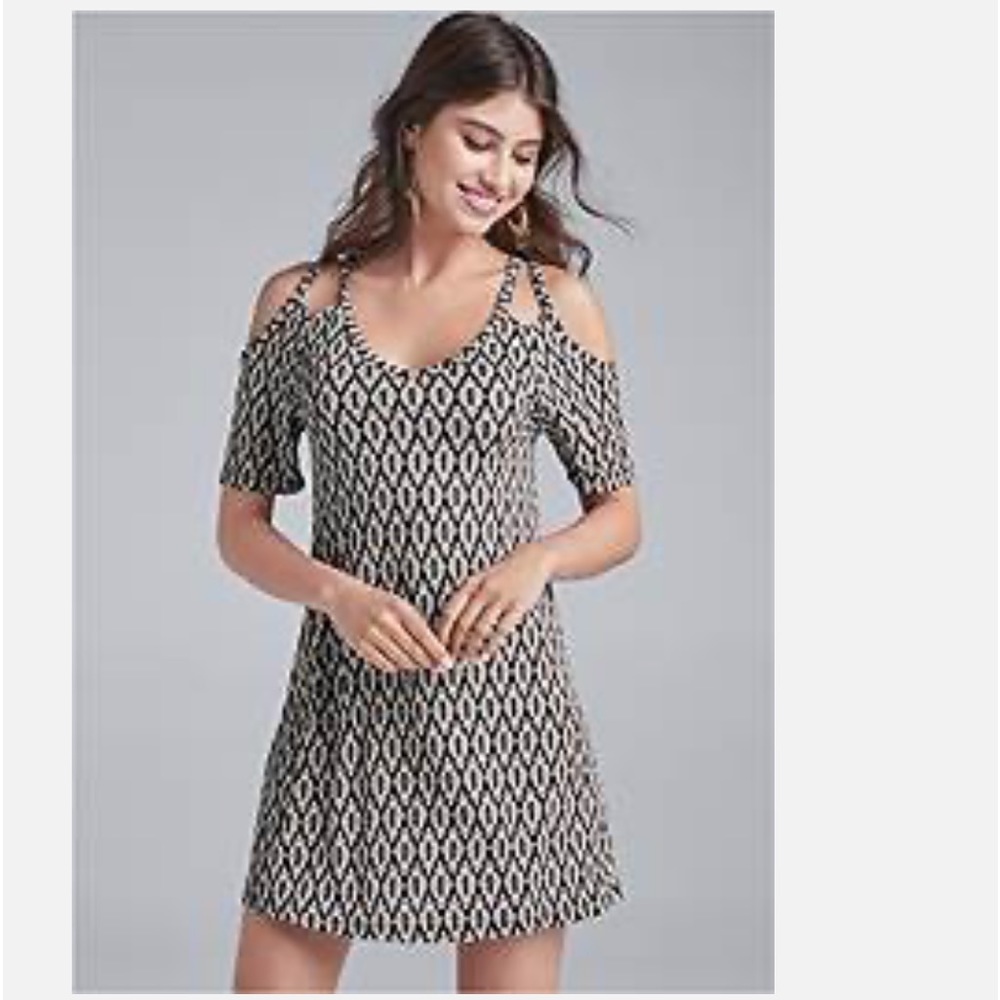 NEW Venus Black Multi Cold Shoulder Dress